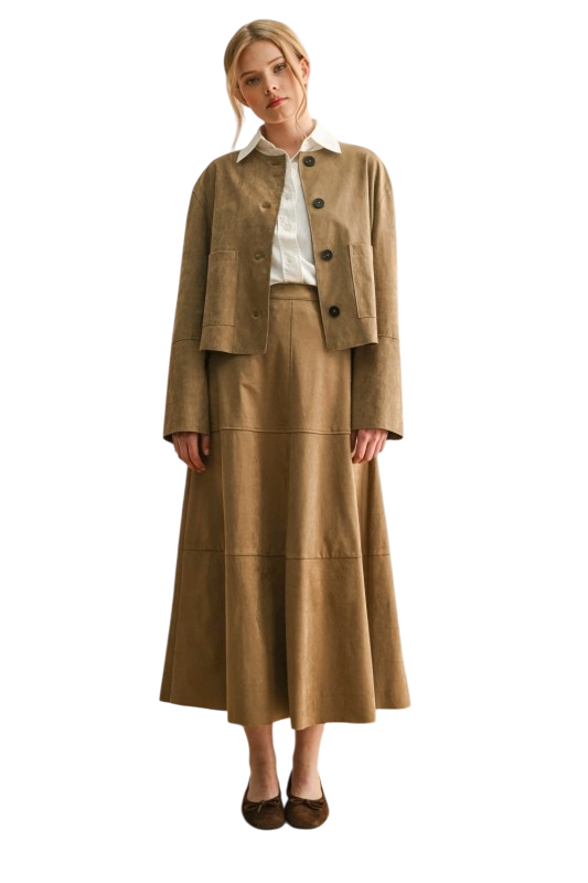 Suede A-Line Skirt