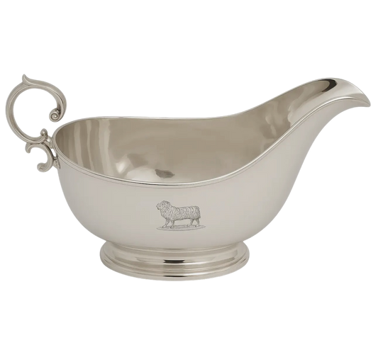 Ram Engraved 12oz Silver Sauce Boat C. 1870