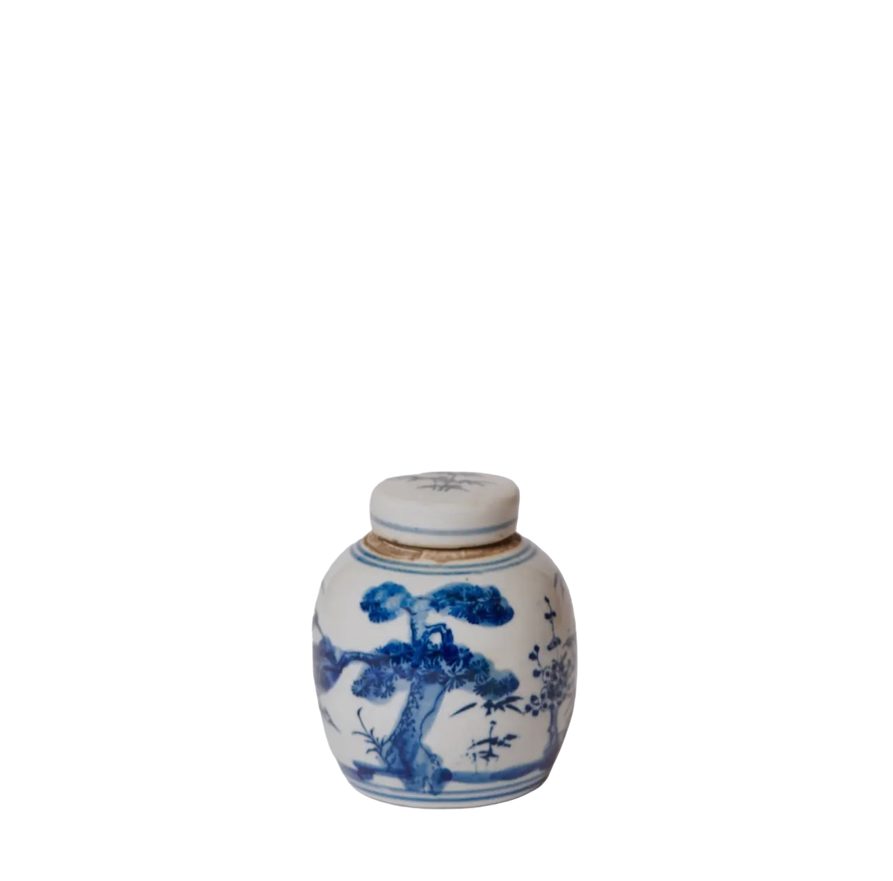 Blue & White landscape Round Jar