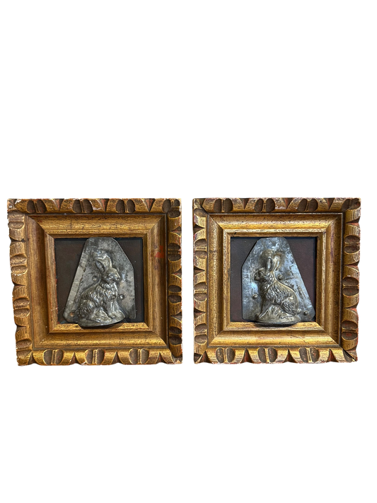 Jenn Leverett Art - Pair of Vintage Mounted Rabbit Chocolate Molds