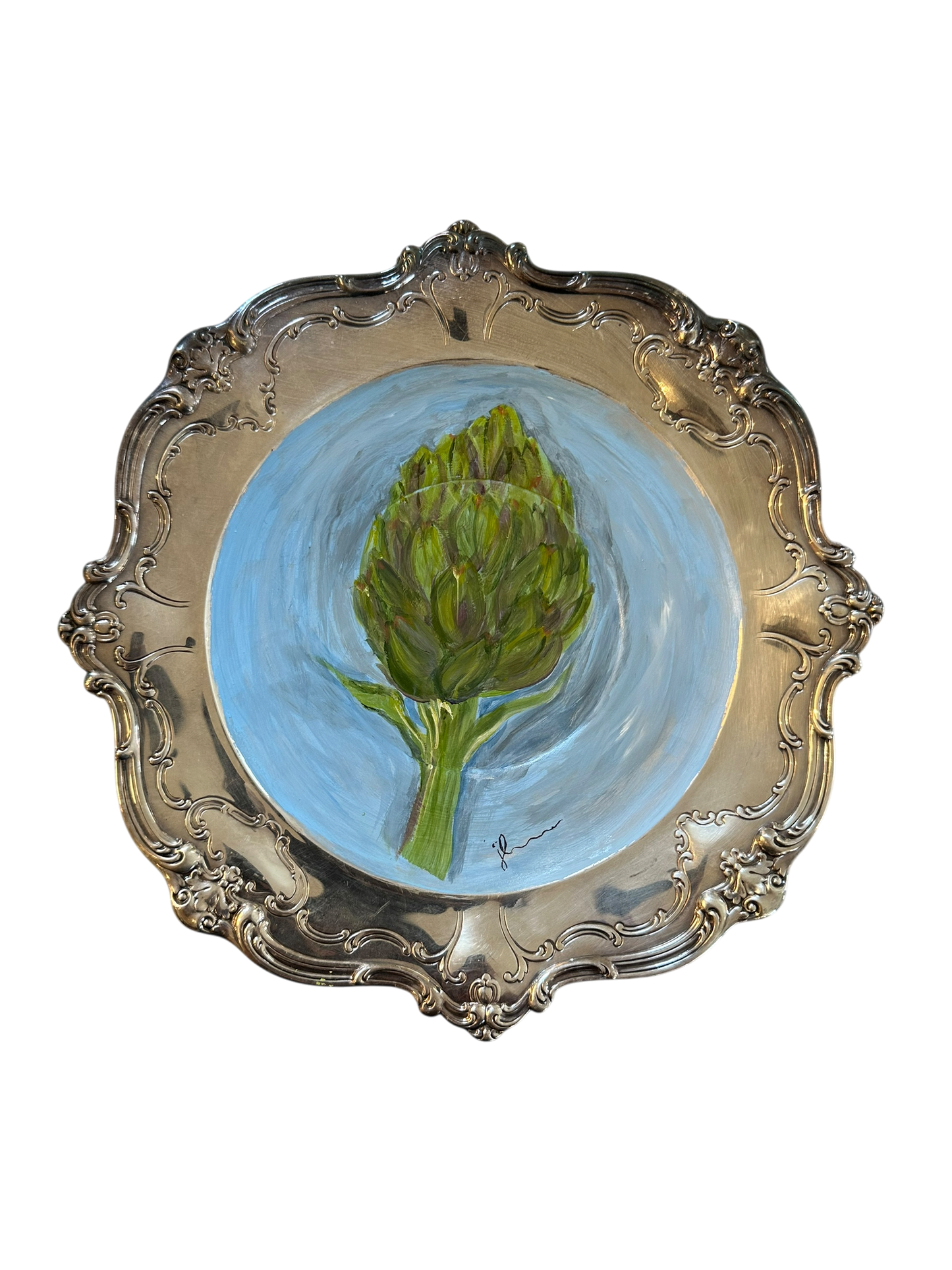 Jenn Leverett Art - Artichoke on Silver Tray