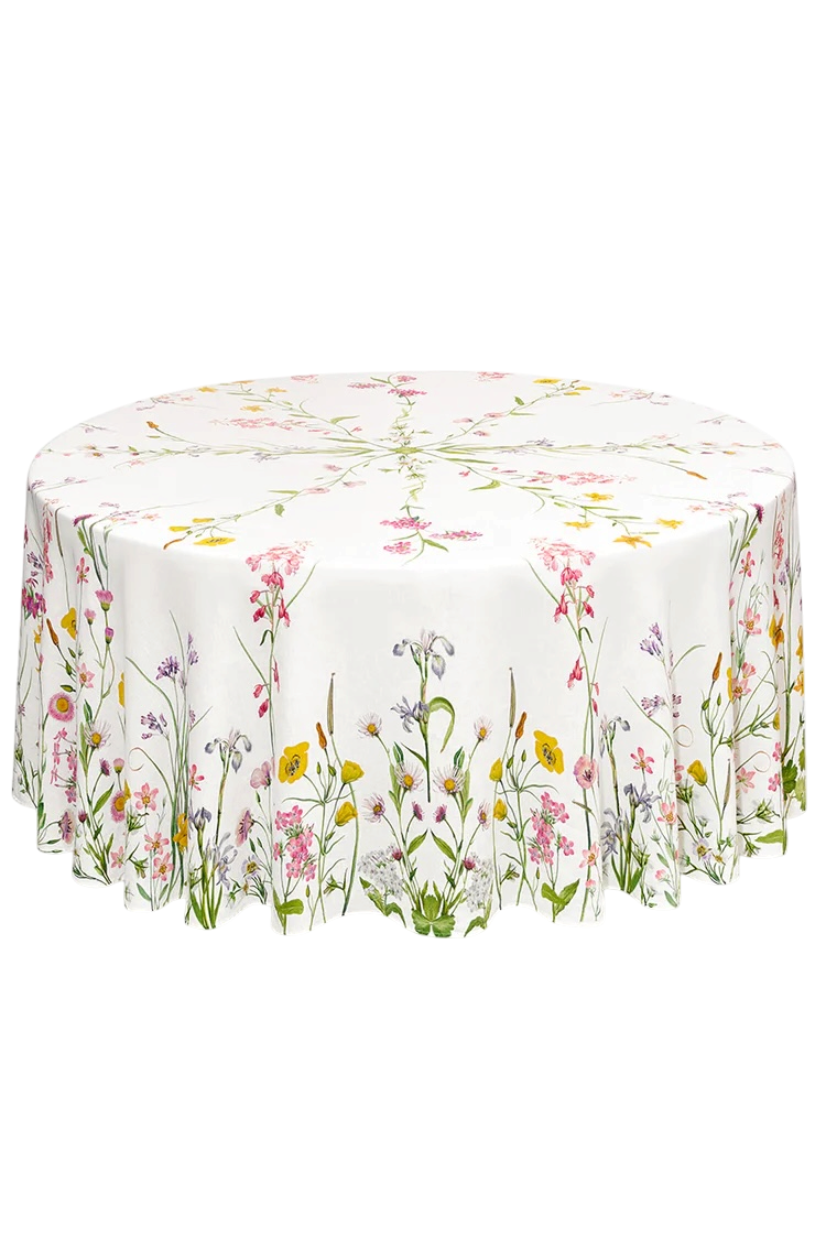 Our June Floral Linen Round Tablecloth