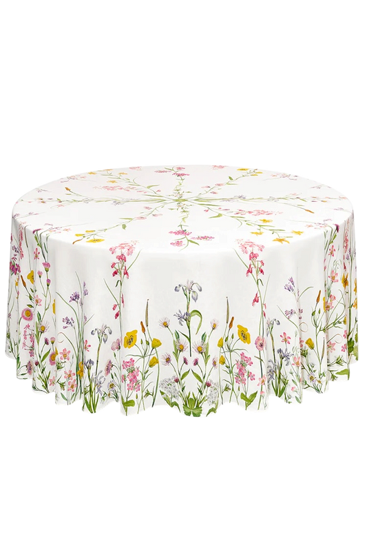 Our June Floral Linen Round Tablecloth