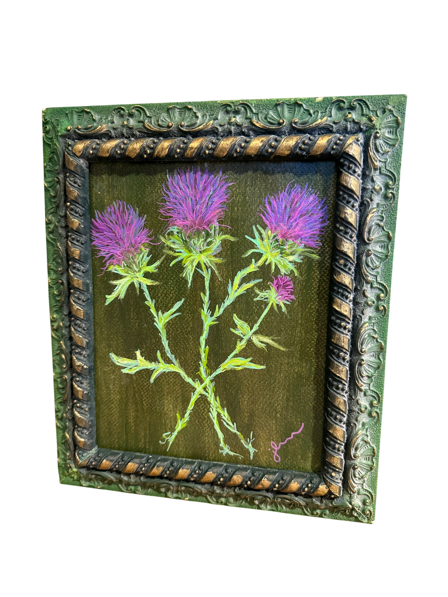 Jenn Leverett Art - Thistle in Italian Frame
