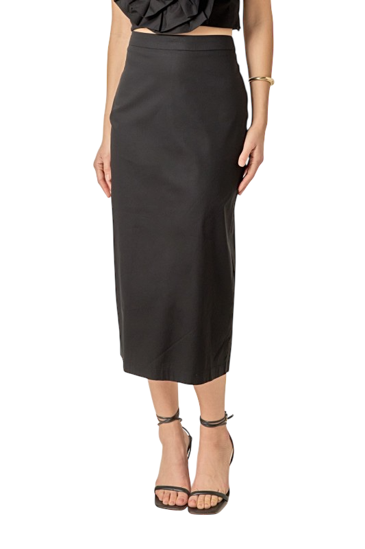 High Waisted Column Midi Skirt