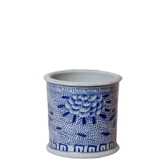 Blue & White Rolled Rim Cachepot