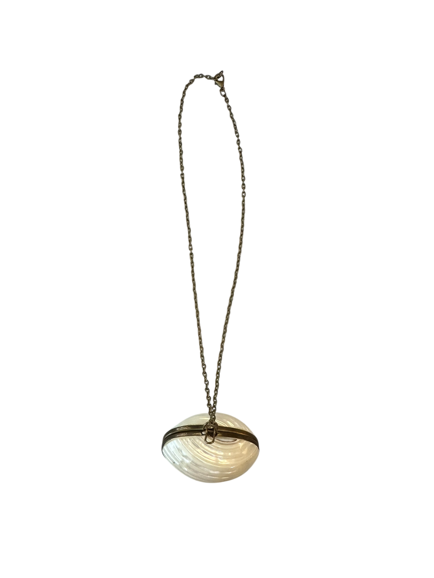 Antique Shell Pill Box Necklace