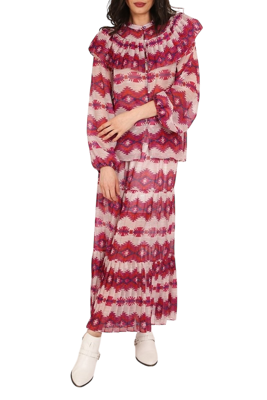 Geometric Sheer Top & Skirt Set