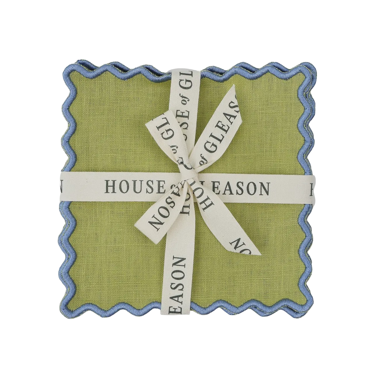 Green Linen Square Cocktail Napkins - Set of 4