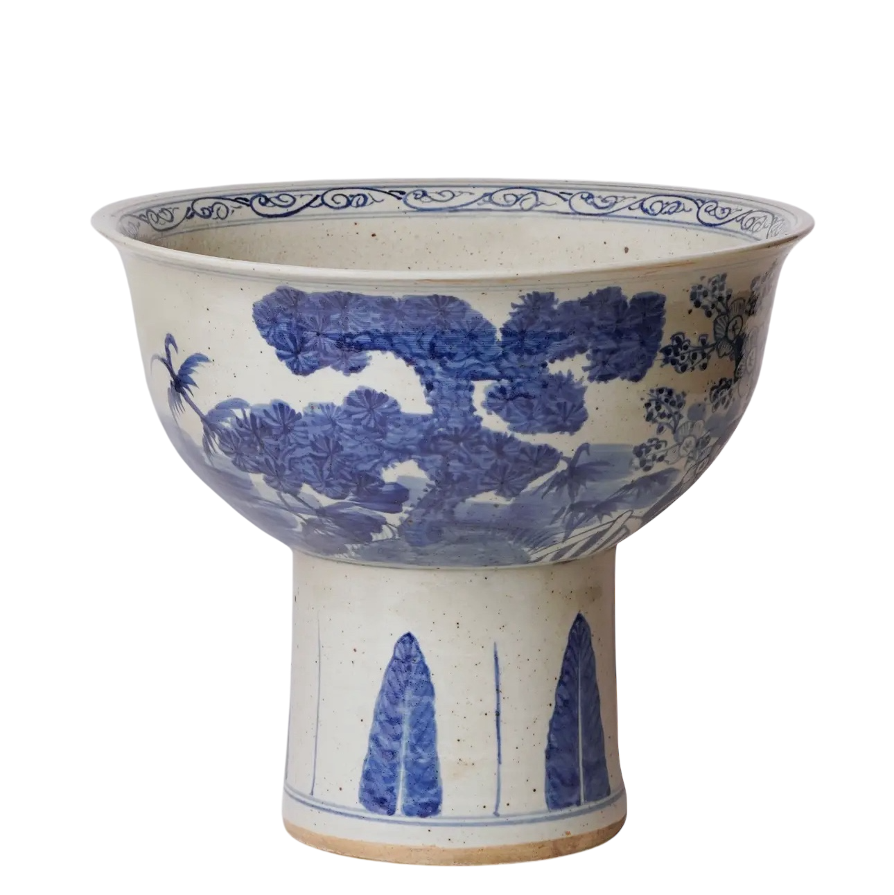 Blue & White Three Friends Footed Bowl