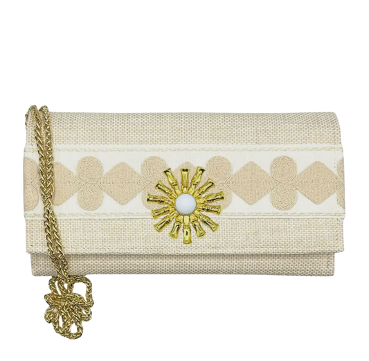 Thibaut Grass Cloth Crossbody with Starbust