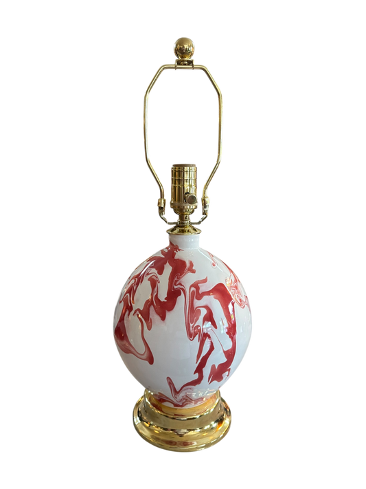 Maypearl Lamp in Red & White Geode