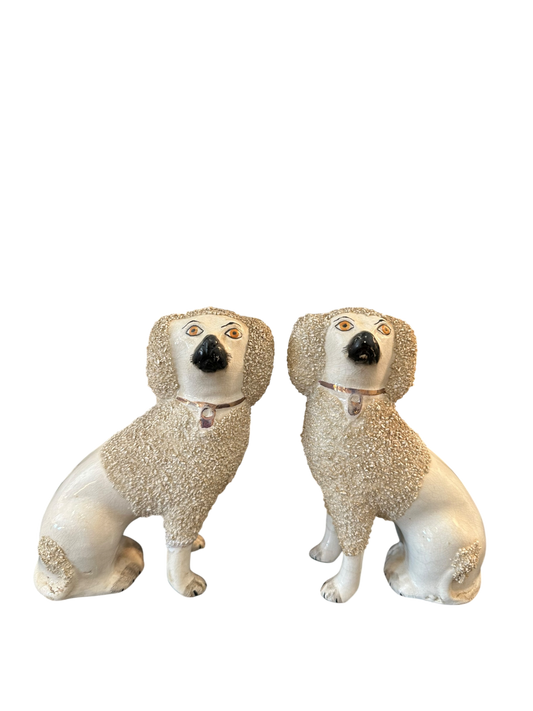 C. 1860 Staffordshire Confetti Poodle Pair - Petite IV