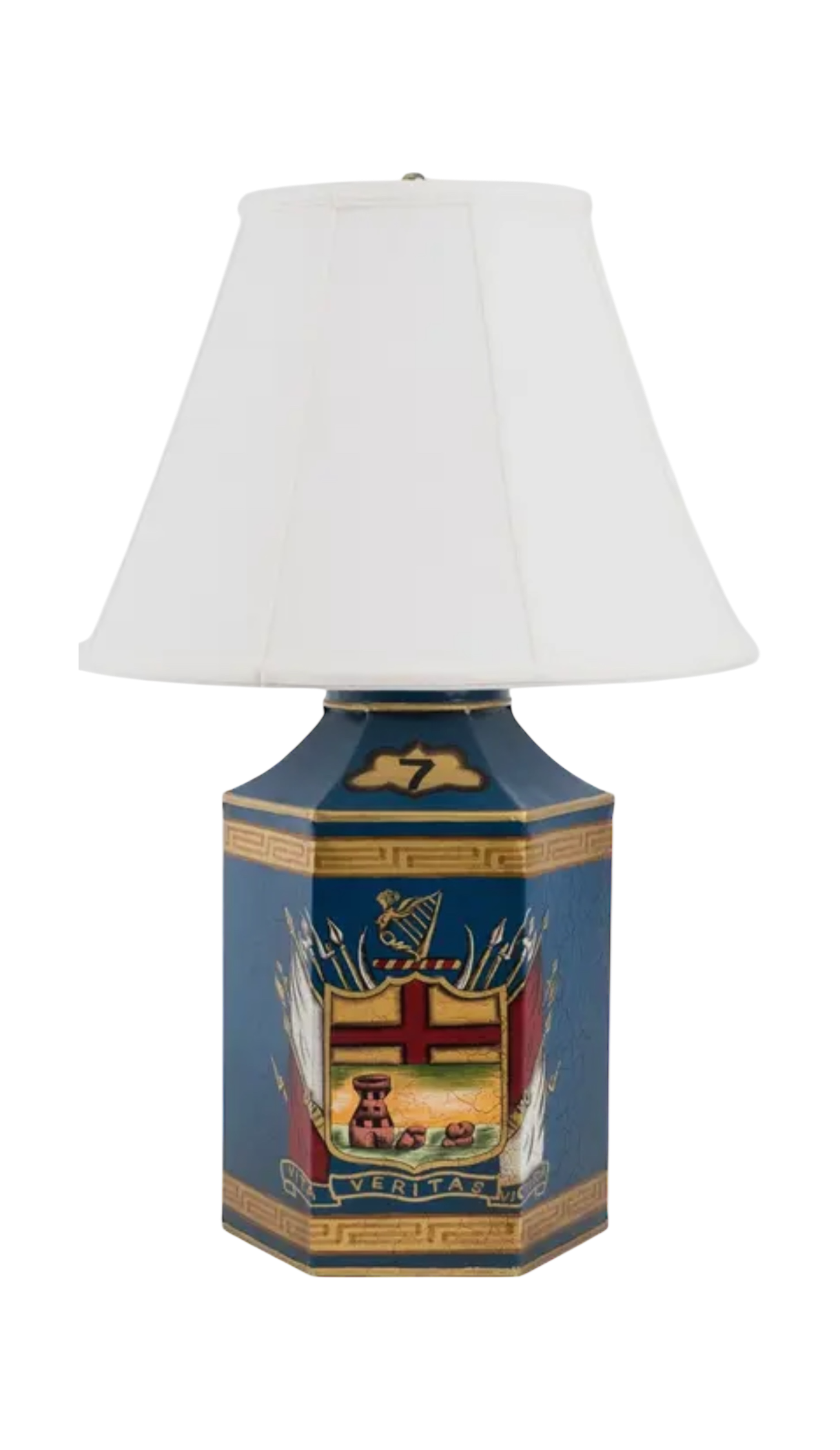 English Tea Caddy Lamp with Crest