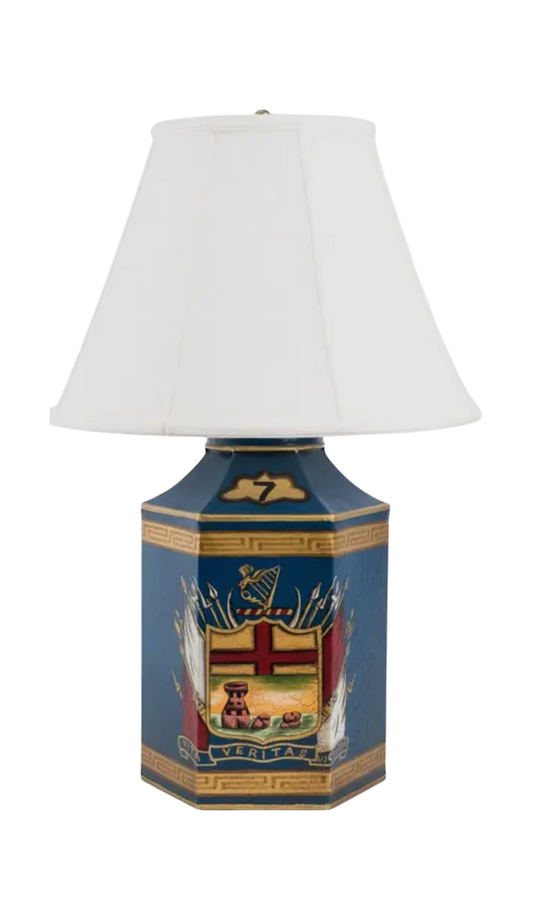 English Tea Caddy Lamp with Crest