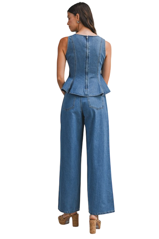 Denim Peplum Set