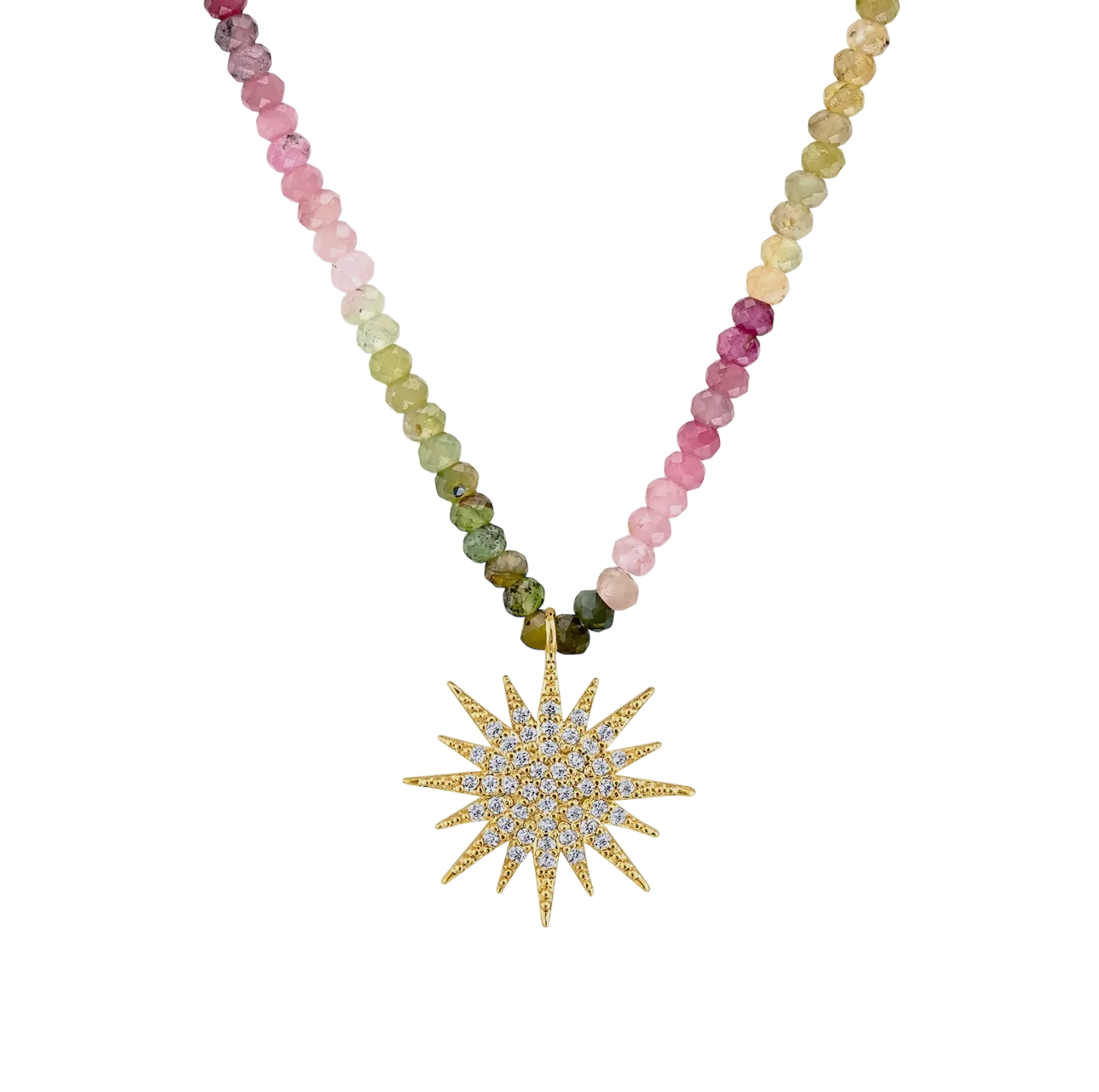 Gemstone Sunburst Rainbow Necklace