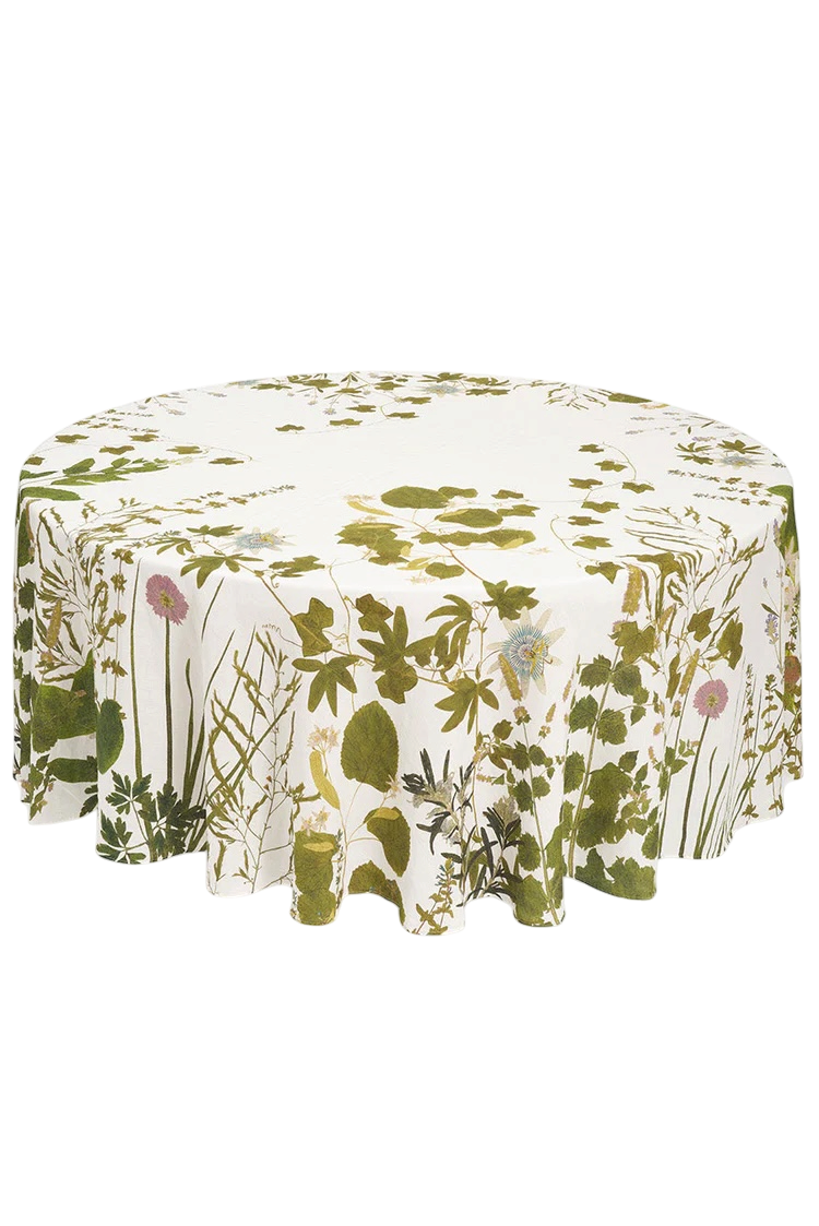 Herb Garden Round Linen Tablecloth