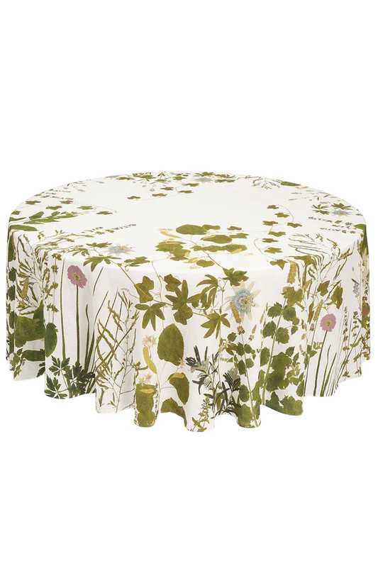 Herb Garden Round Linen Tablecloth
