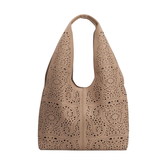 Eyelet Taupe Recycled Vegan Tote Bag