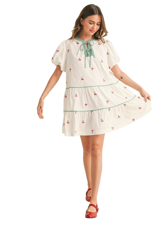 Cherry Embroidered Mini