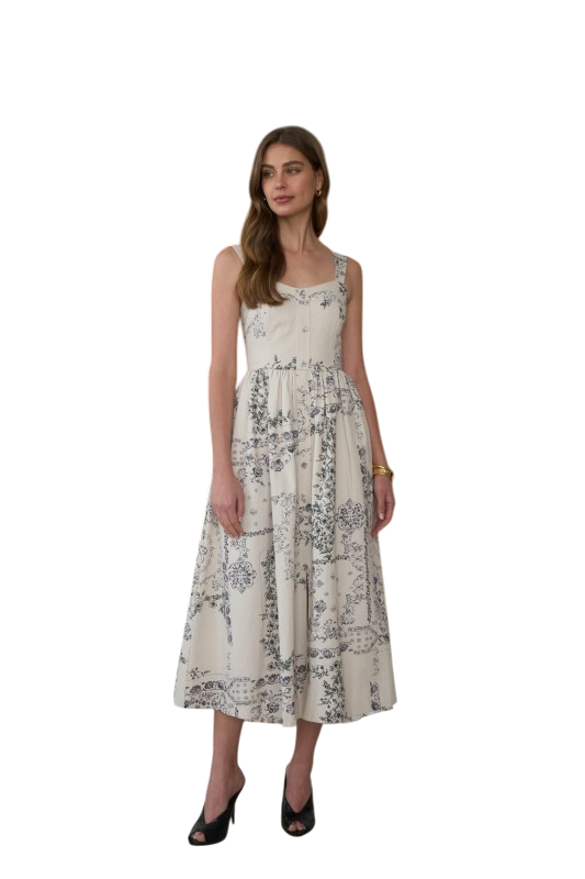 Toile Floral Button Down Midi