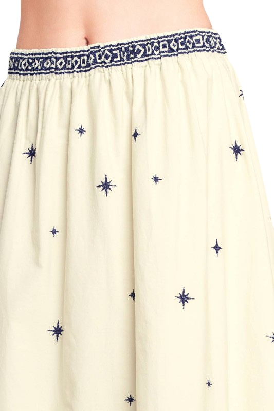 Navy Palms Midi Skirt