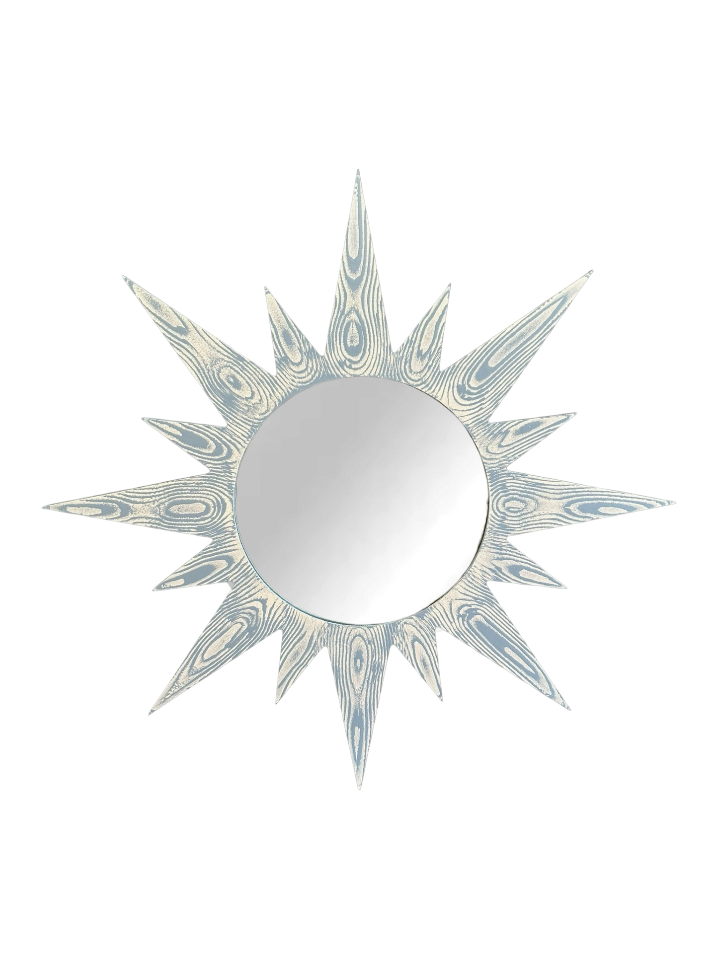 Small Bespoke Hand-Painted Sunburst Mirror in Wedgwood Faux Bois