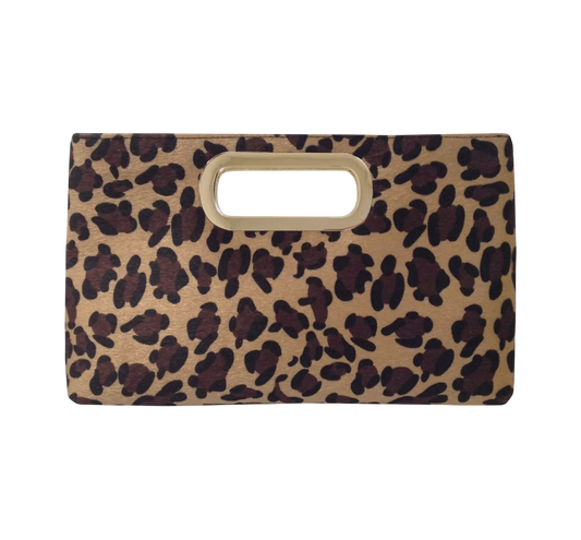 Faux Fur Leopard Clutch