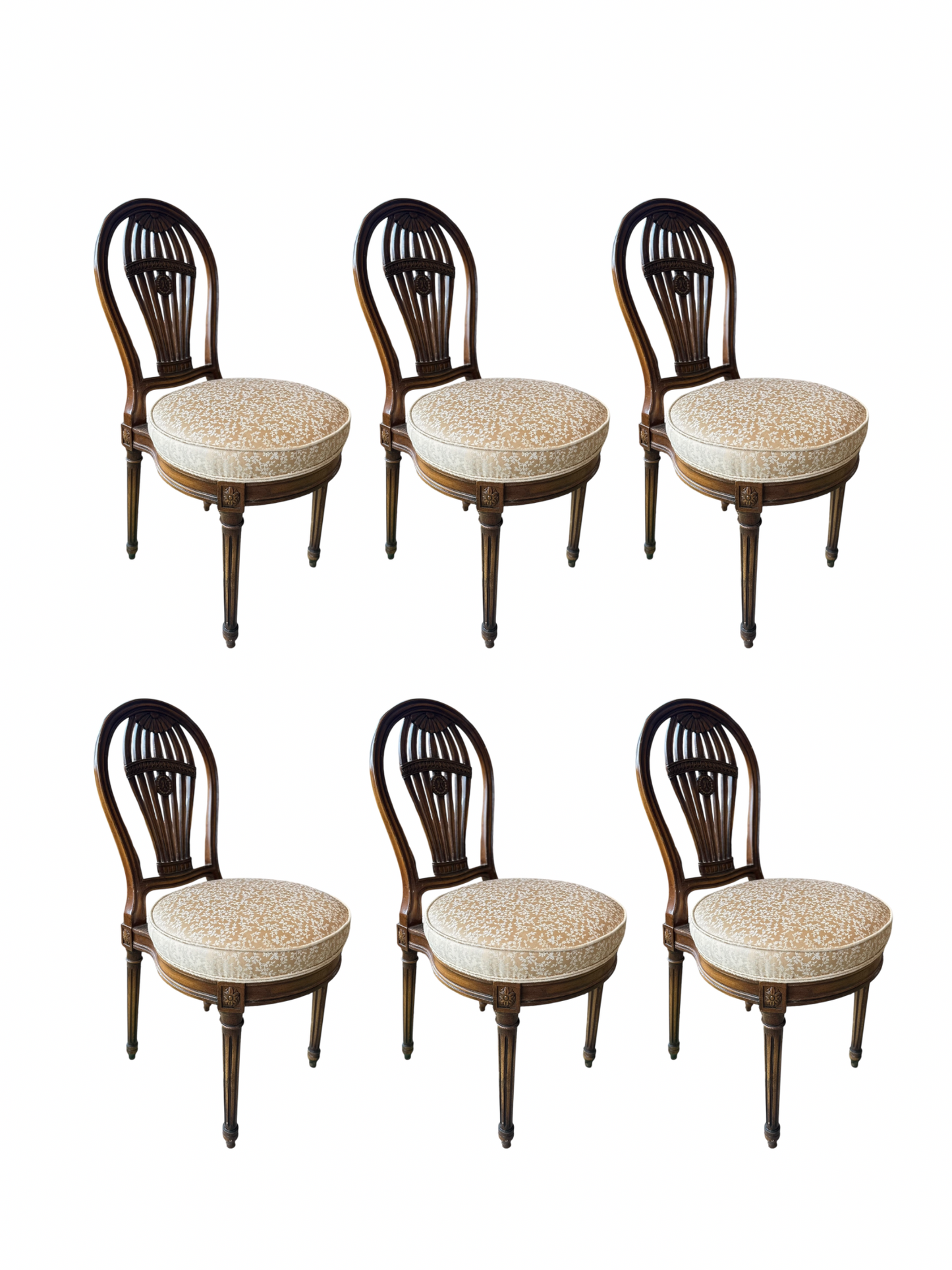 Set of 6 Louis XVI Hot Air Balloon Back Dining Chairs