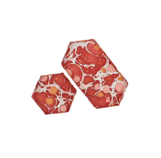 Marble Paper Hexagon Tray Set