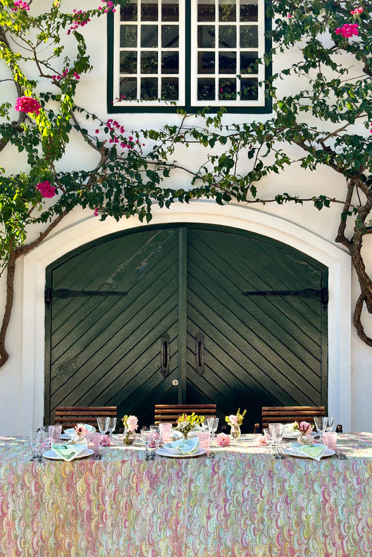 Marble Fan Linen Tablecloth