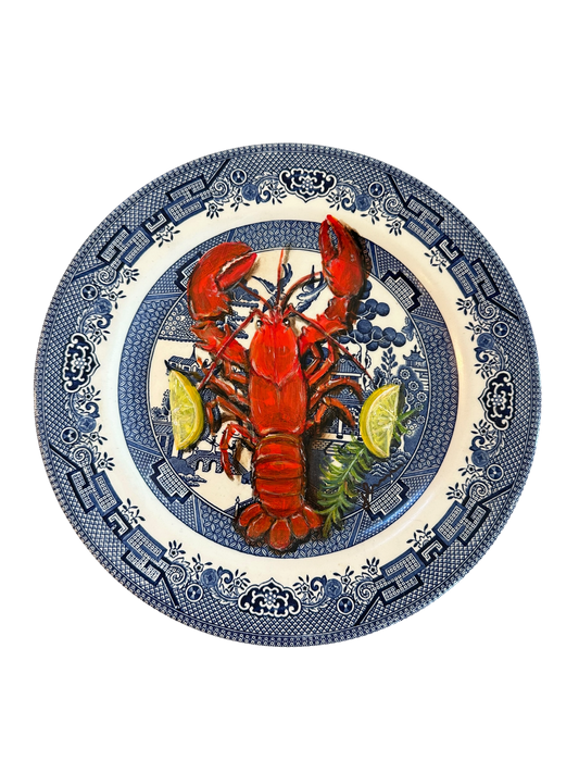Jenn Leverett Art - Lobster on Blue Willow