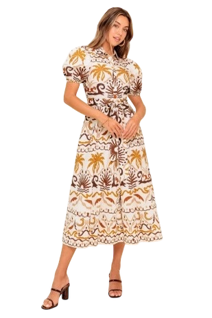 Desert Palms Belted Midi