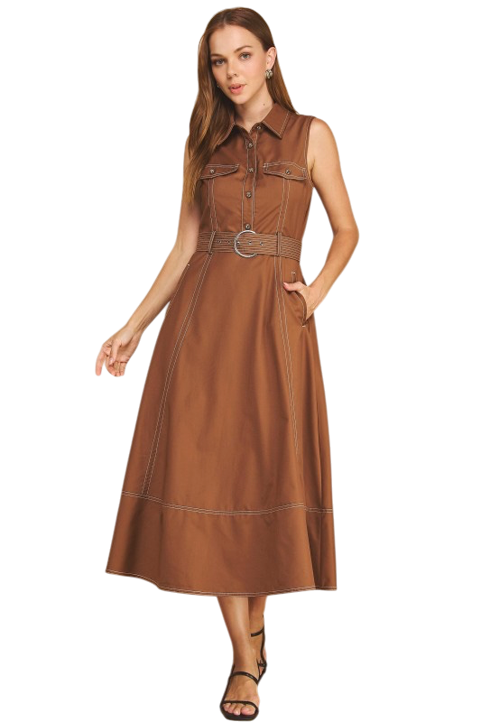 Utility Shirt Dress - Cognac