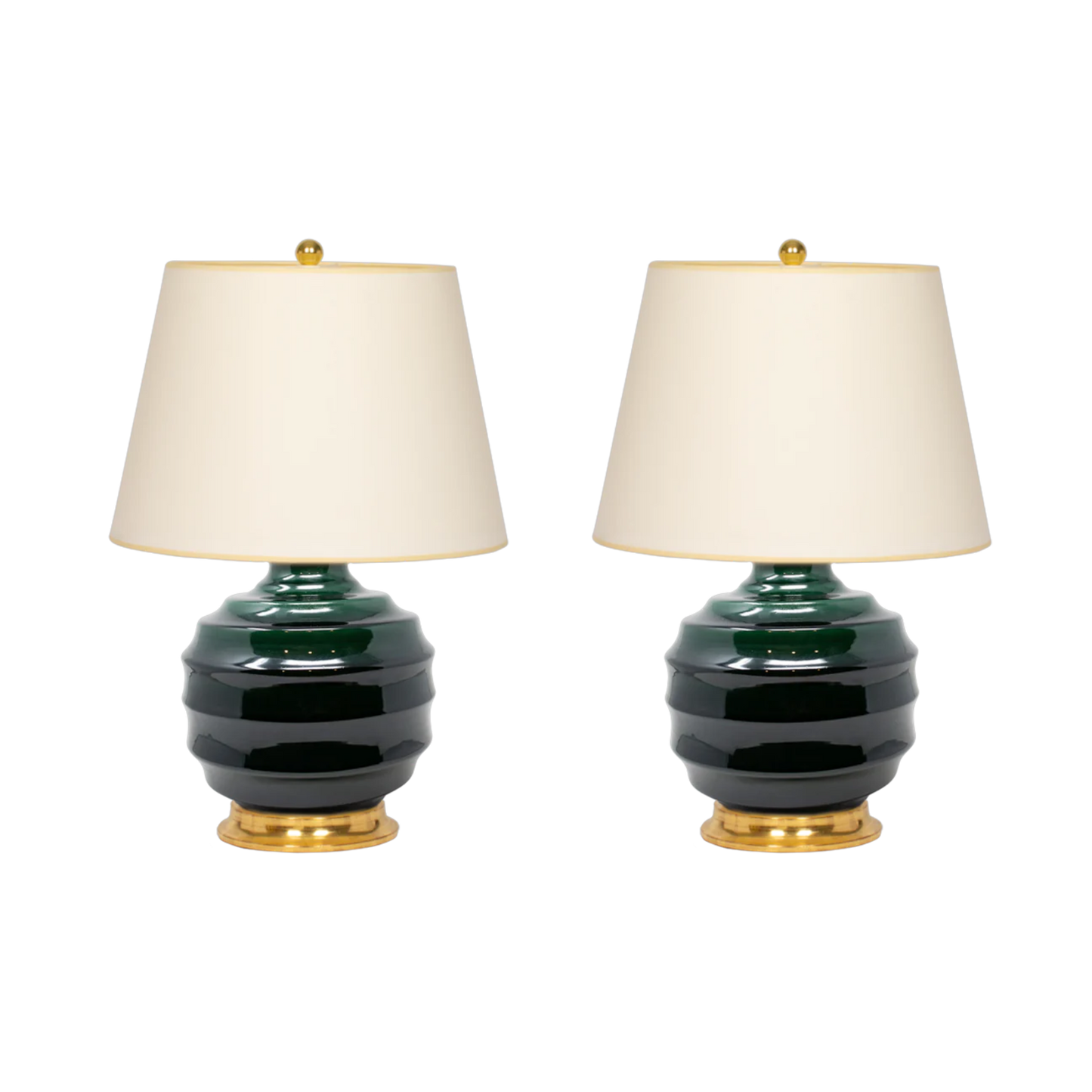 Wide Ribbed Ball Lamp in Peacock