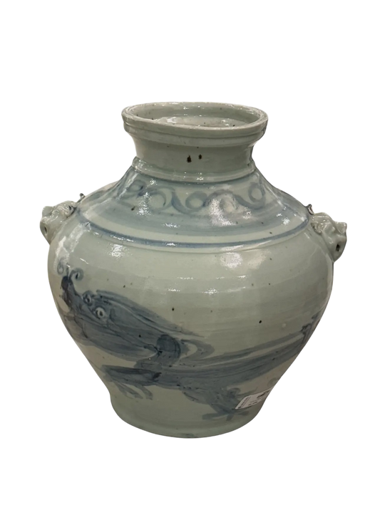 Double Lion Handle Dragon Jar Large