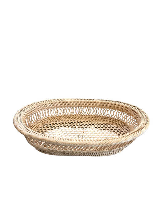 Oval Rattan Spiral Dish