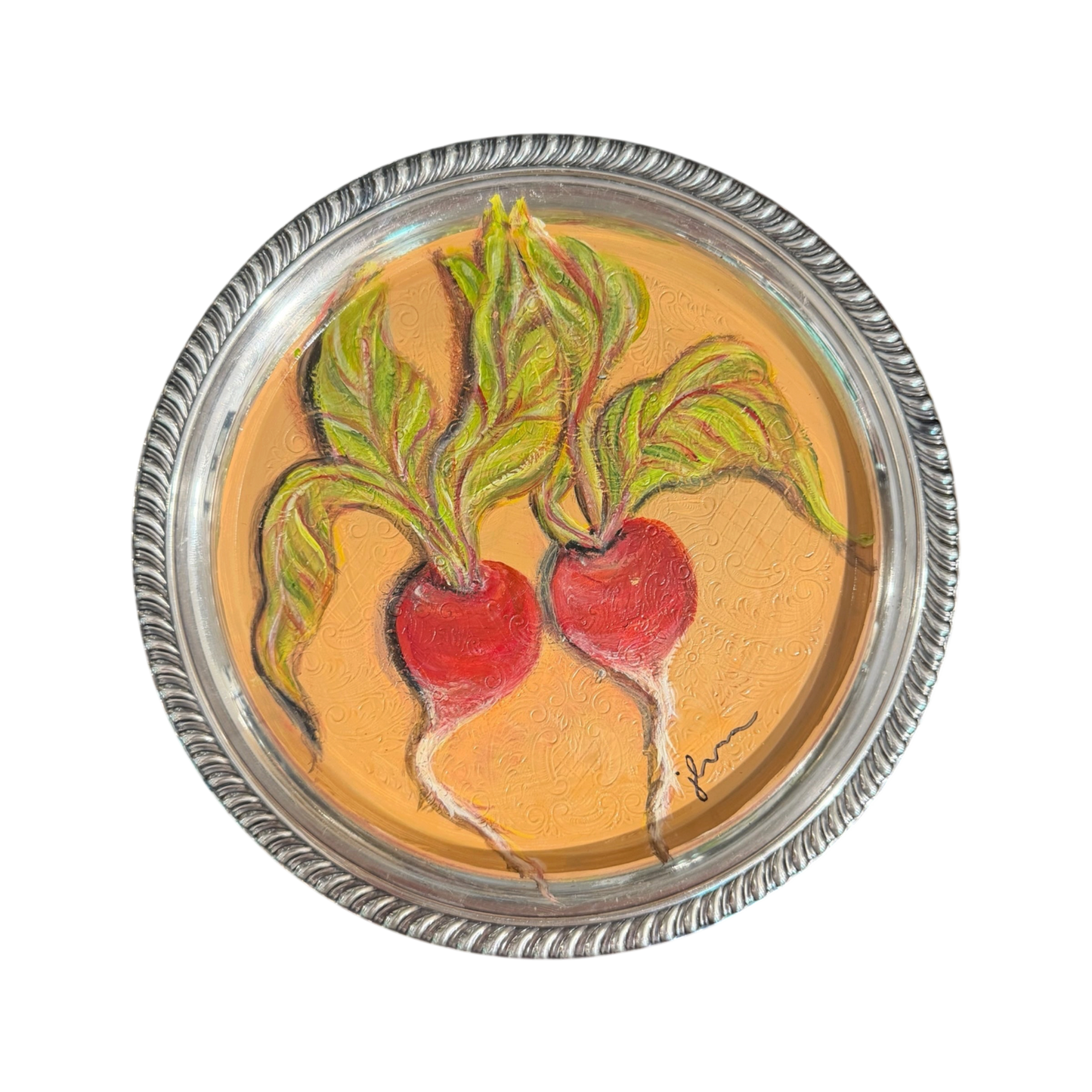Jenn Leverett Art - Radishes on Silver III