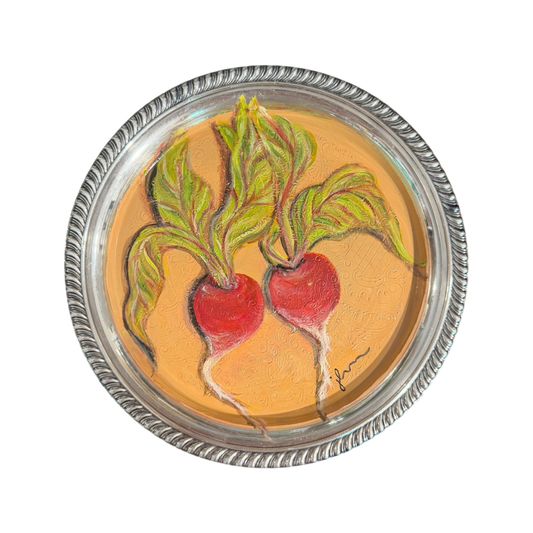 Jenn Leverett Art - Radishes on Silver III