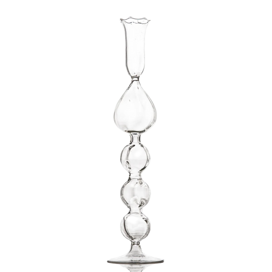Clear Glass Candlestick w/ Teardrop
