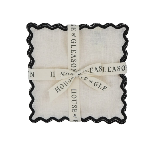 Cream Linen Square Cocktail Napkins - Set of 4