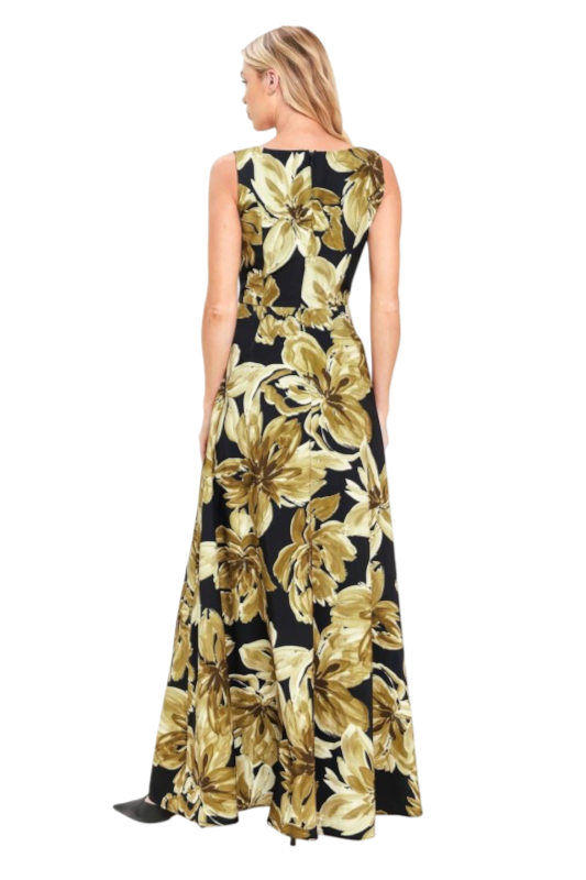 Black & Gold Floral Maxi