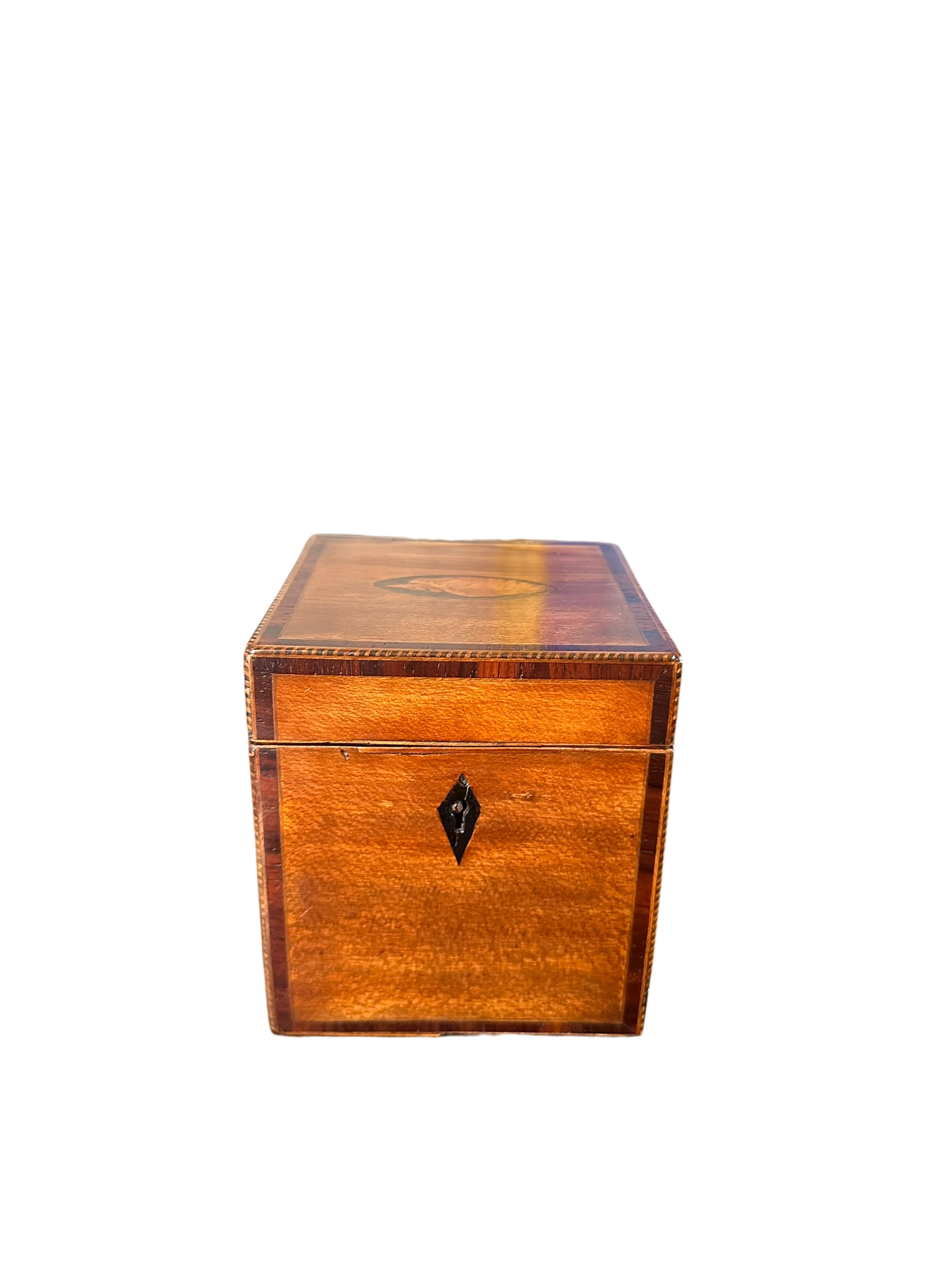 English Tea Caddy w/ Stringing & Shell Inlay c. 1790