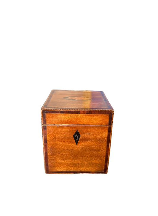 English Tea Caddy w/ Stringing & Shell Inlay c. 1790