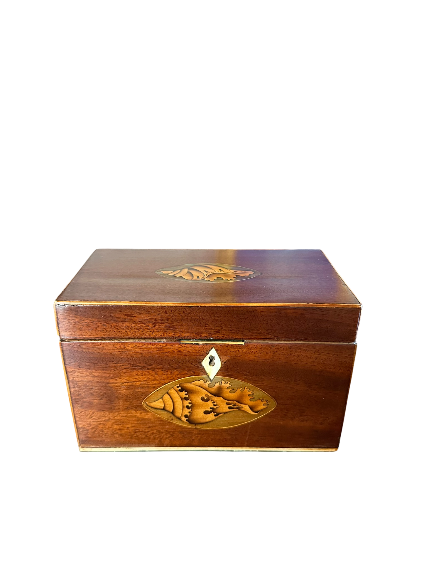 George III Tea Caddy w/ Double Shell Inlay c. 1790