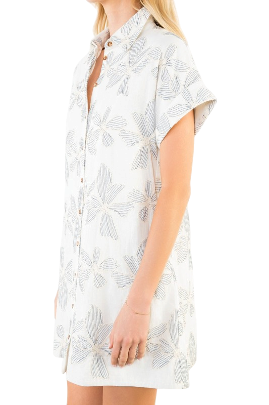 Floral Embroidery Mini in White