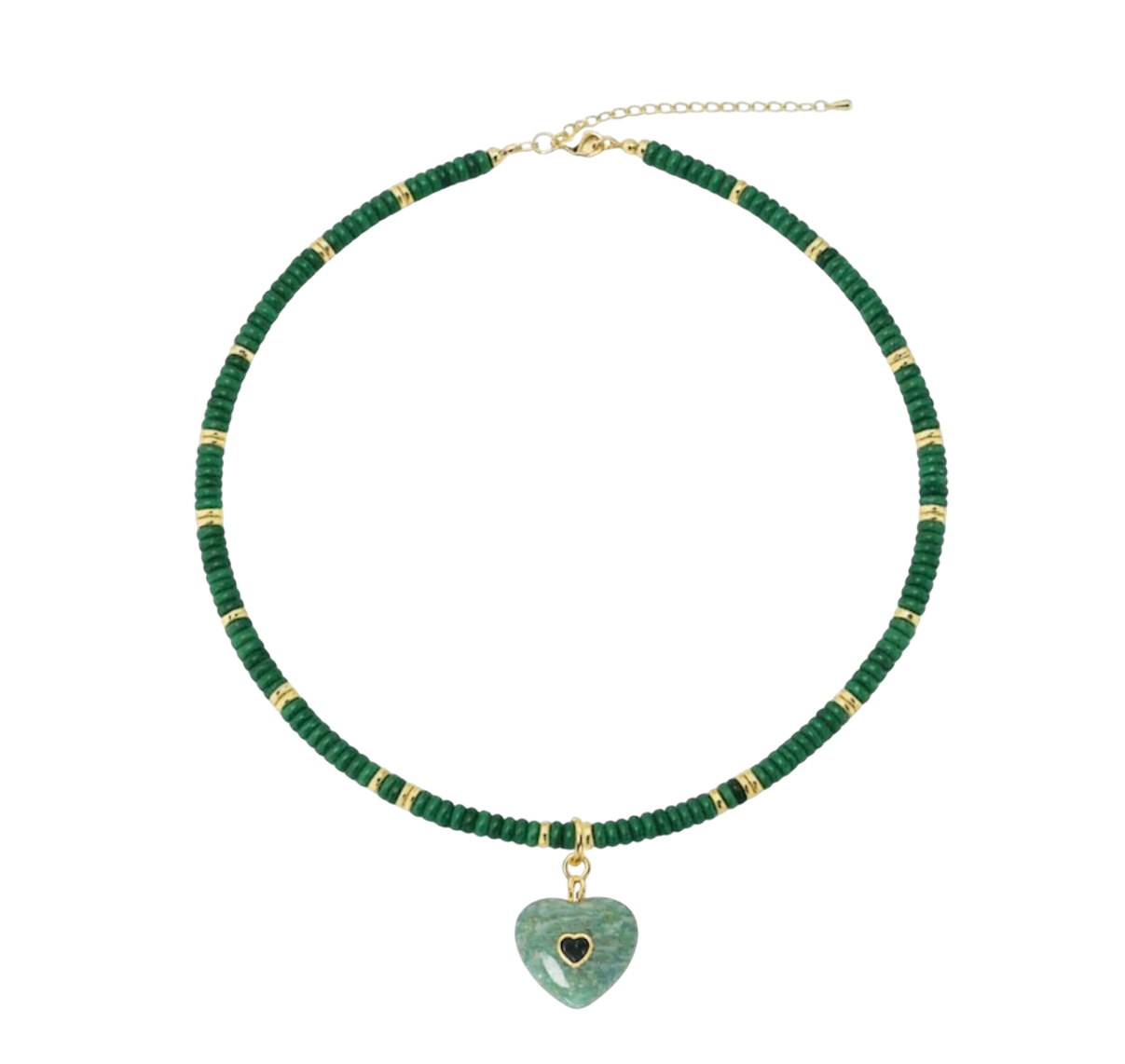 Beaded Heart Gem Necklace