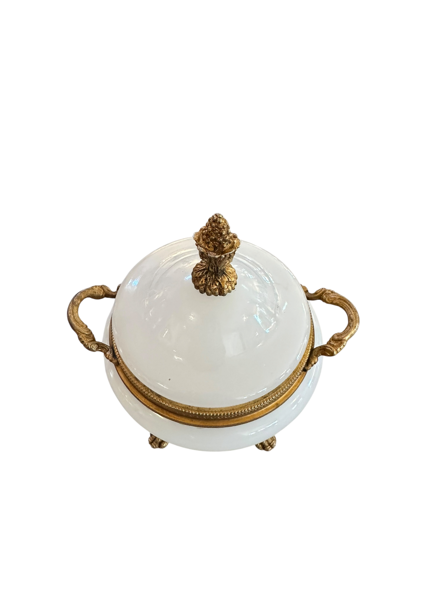 Antique Opaline Box with Pedestal