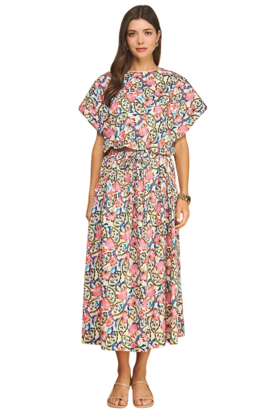 Floral Print Top & Skirt Set